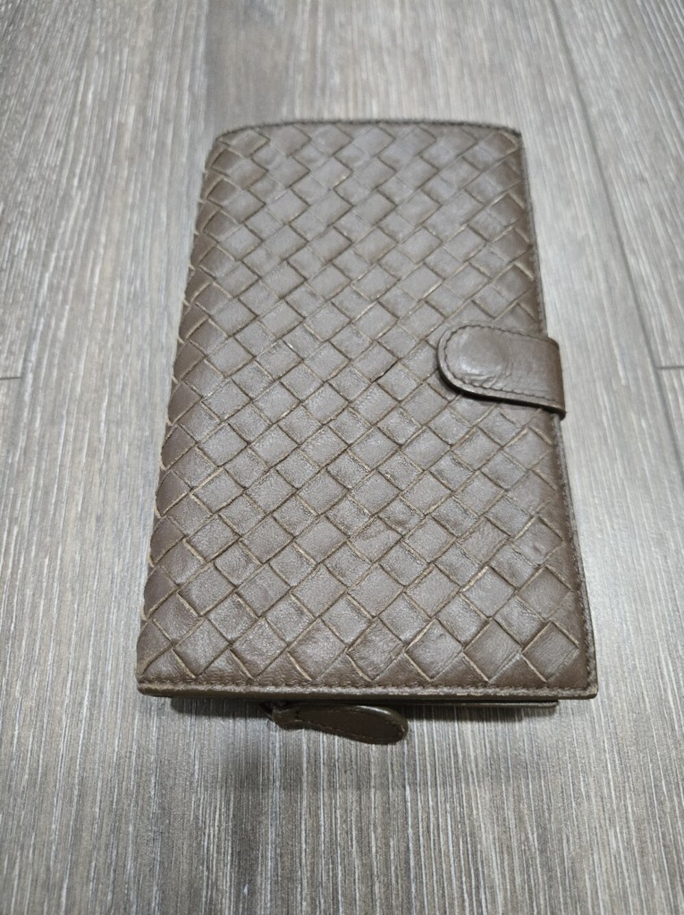 Bottega Veneta Brown Woven Leather Continental Wallet